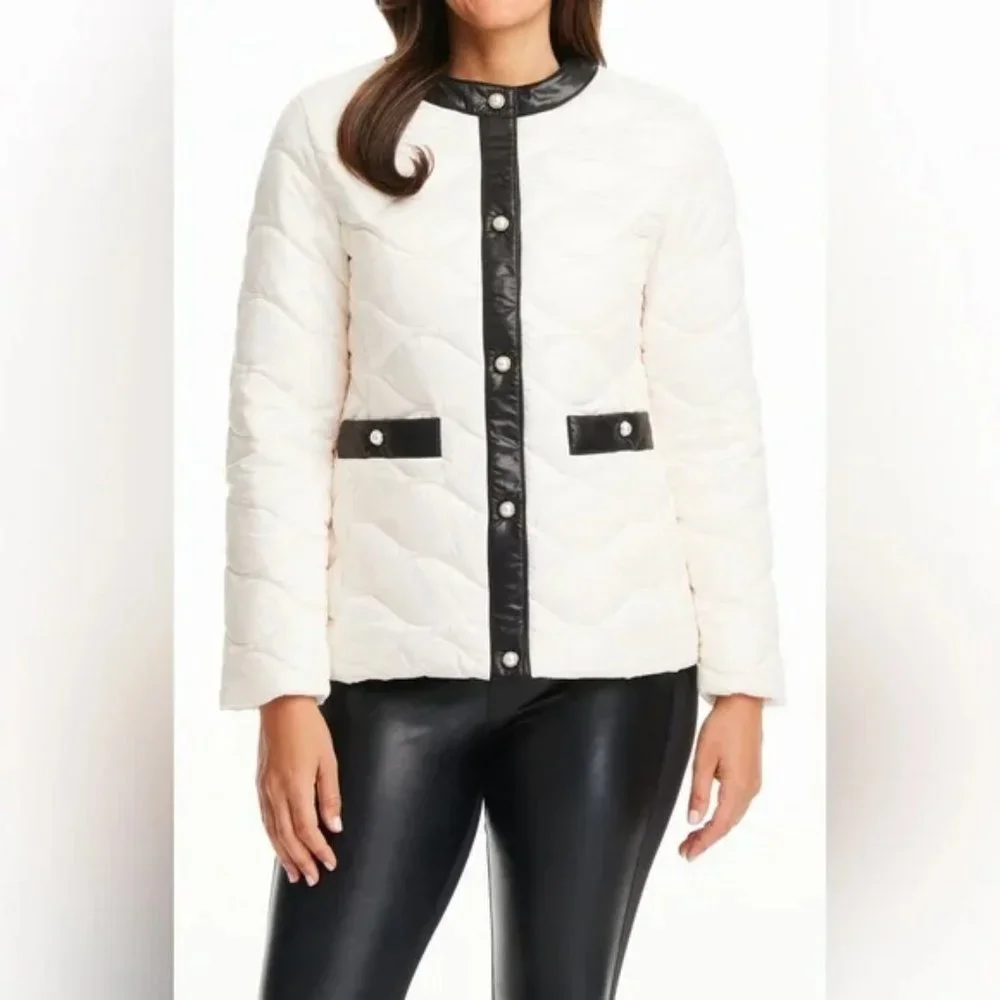 Kate Spade New York Framed Quilted with Pearl Snaps Jacket